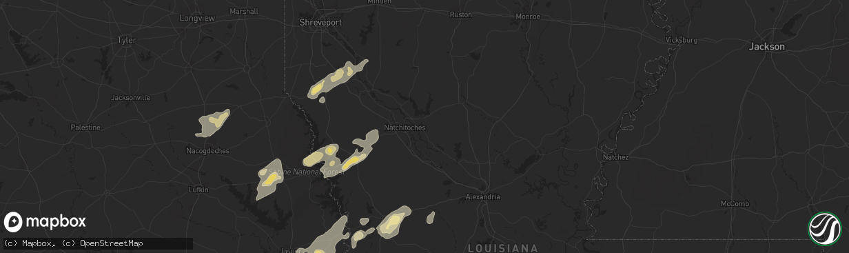 Hail map in Leesville, LA on February 1, 2011