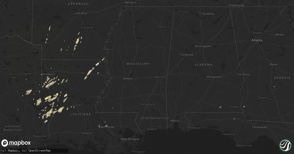 Hail map in Louisiana on February 1, 2011