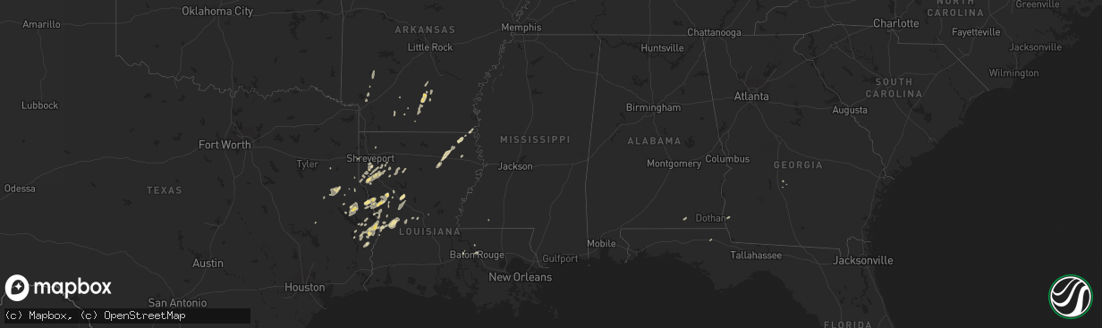 Hail map in Texas on February 1, 2011