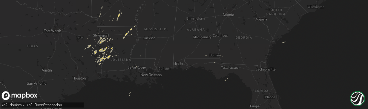 Hail map on February 1, 2011