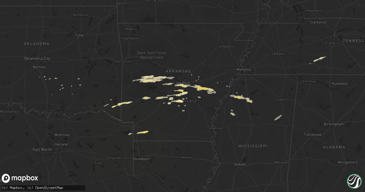 Hail map in Tennessee on February 1, 2012