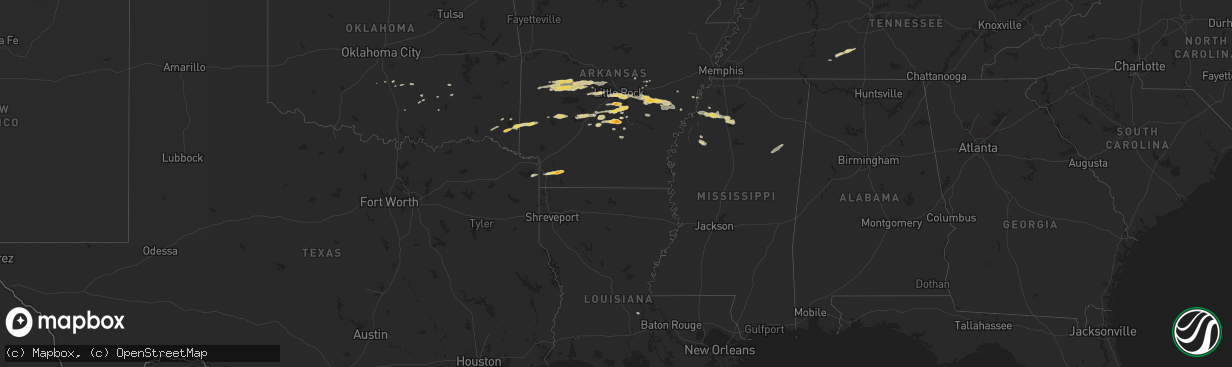 Hail map on February 1, 2012