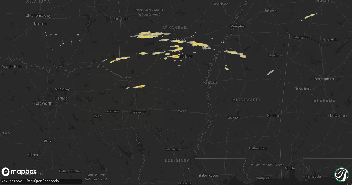 Hail map on February 1, 2012