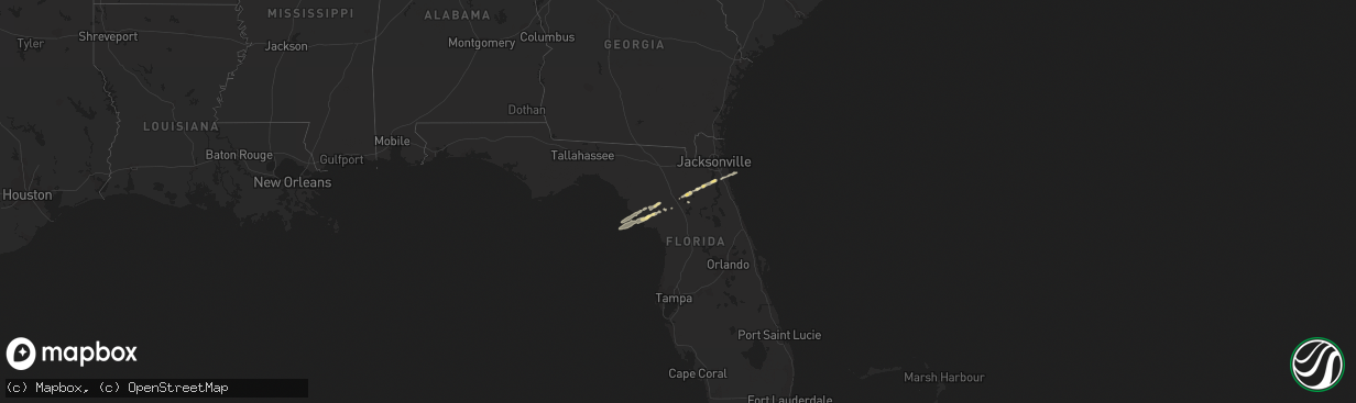 Hail map in Florida on February 2, 2011