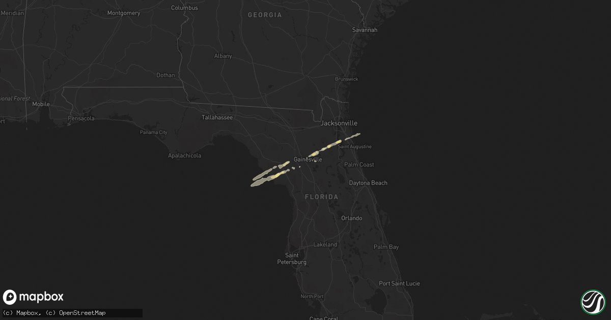 Hail map in Florida on February 2, 2011