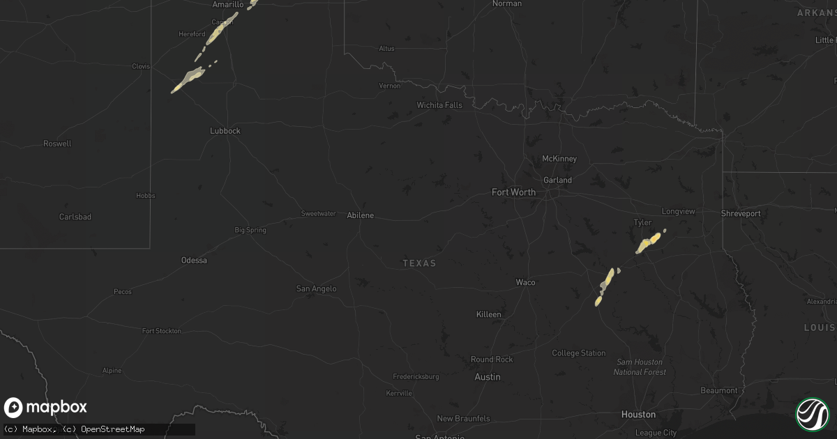 Hail map in Texas on February 2, 2012