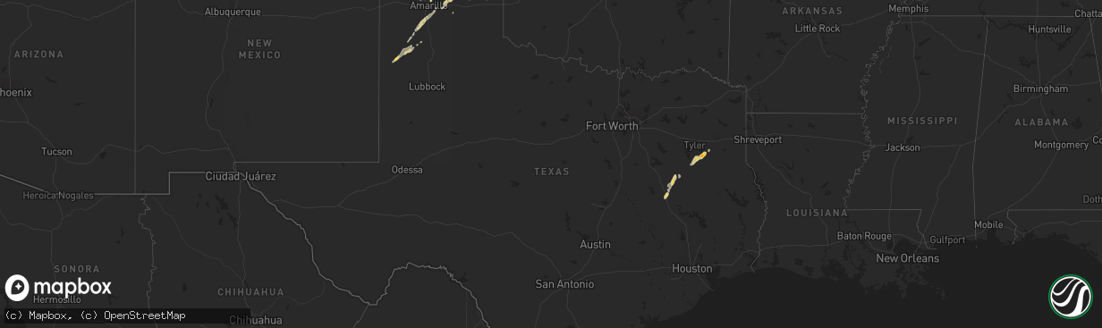 Hail map on February 2, 2012