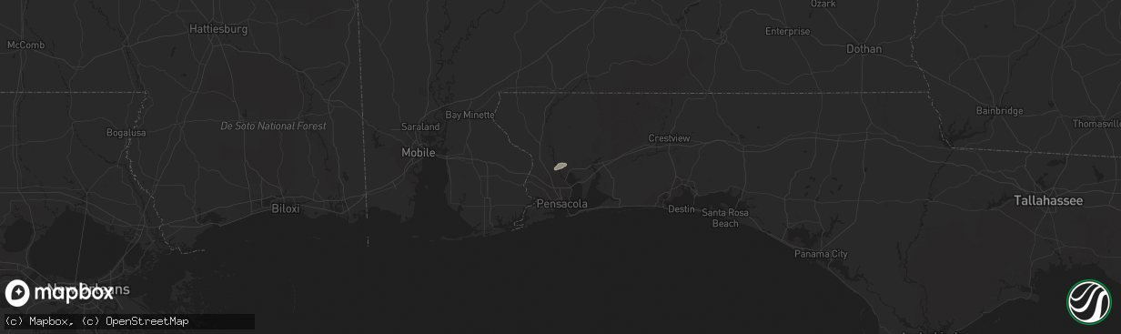 Hail map in Cantonment, FL on February 3, 2016
