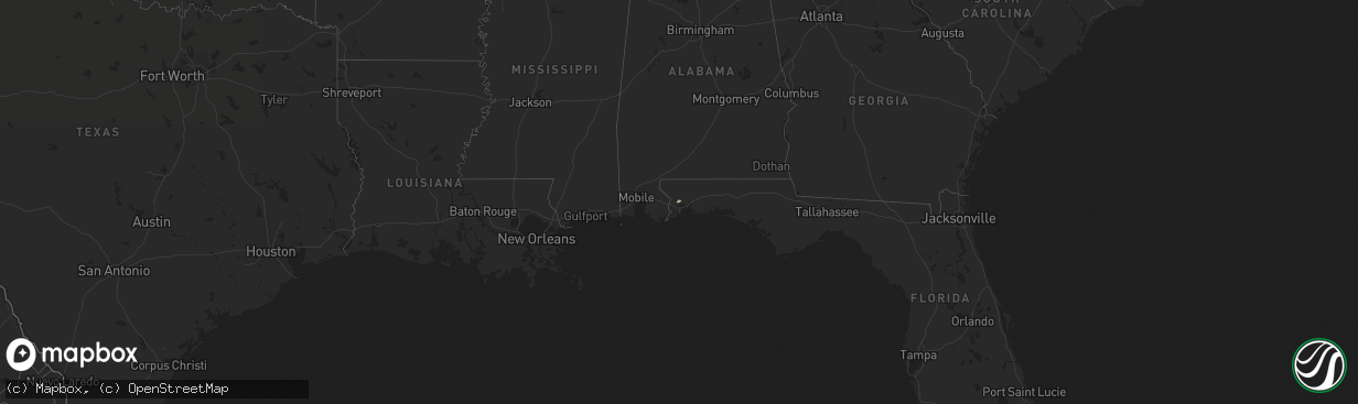 Hail map in Florida on February 3, 2016