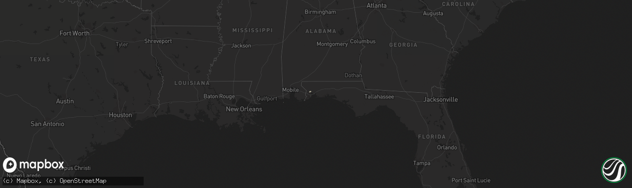 Hail map on February 3, 2016