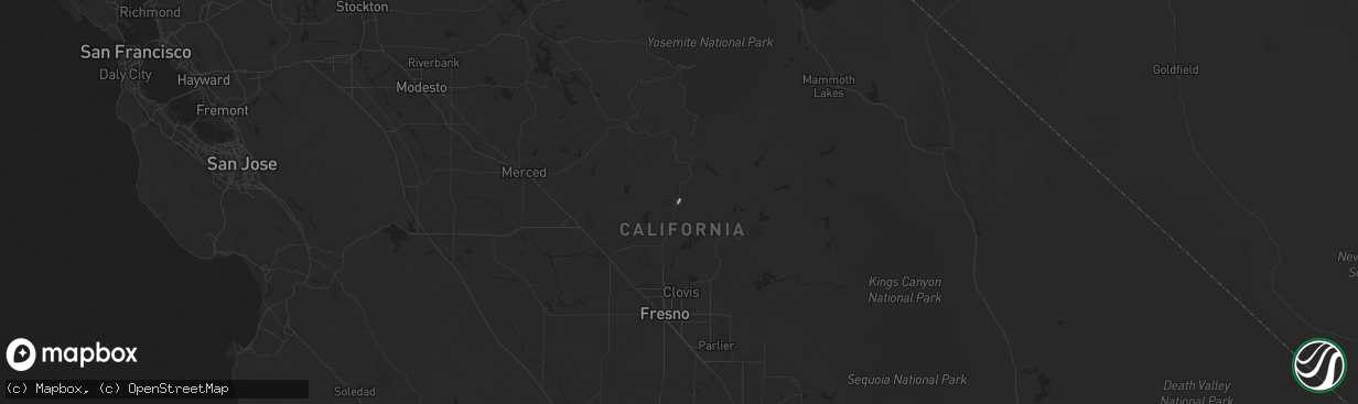 Hail map in Coarsegold, CA on February 4, 2019