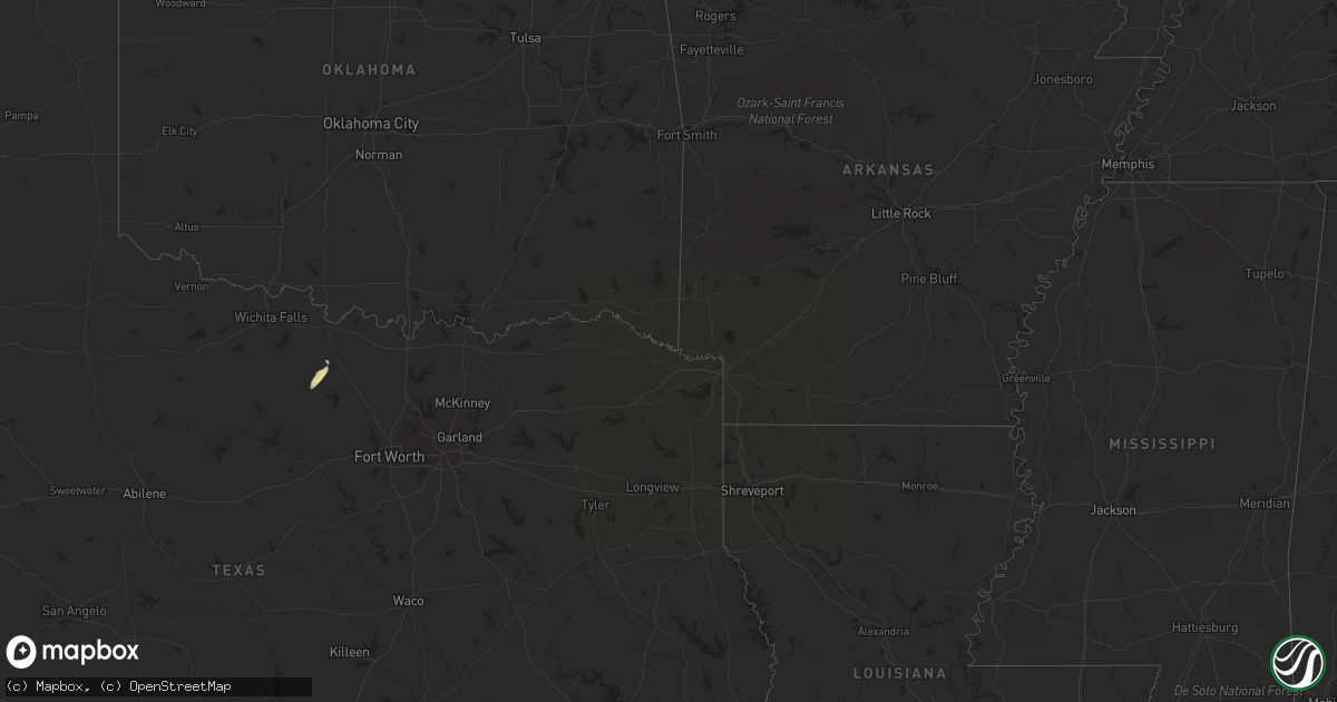 Hail map in Louisiana on February 5, 2019