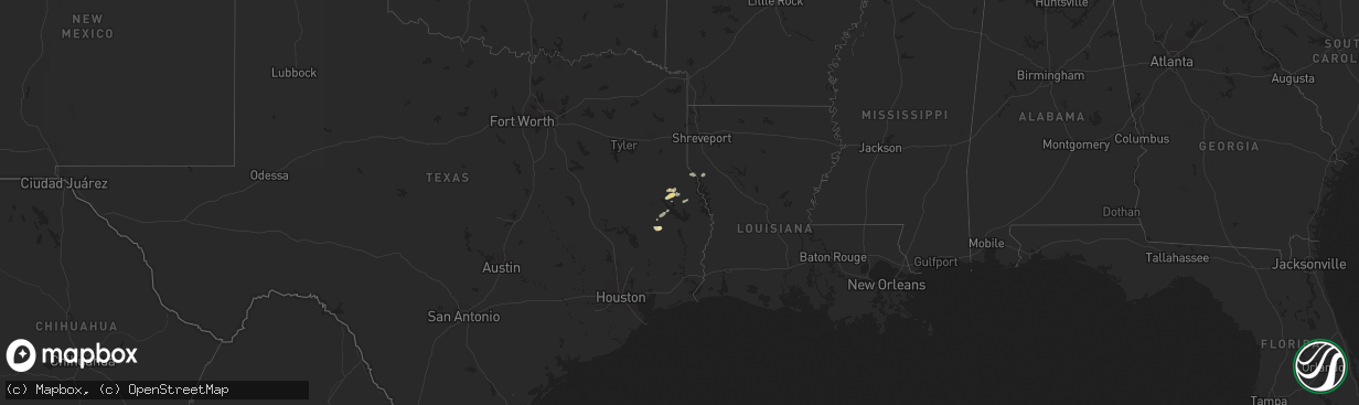 Hail map in Louisiana on February 6, 2011