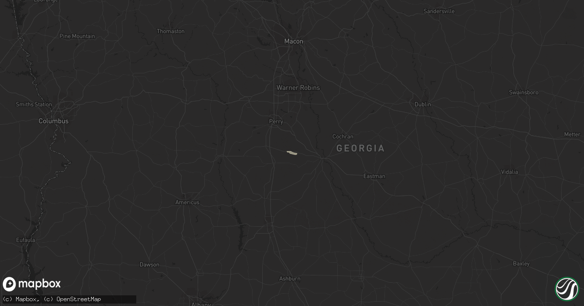 Hail map in Hawkinsville, GA on February 9, 2015