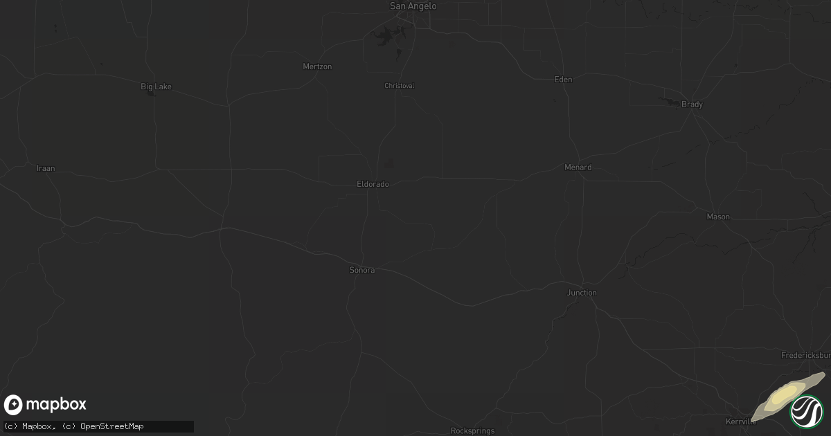 Hail map in Leakey, TX on February 13, 2017