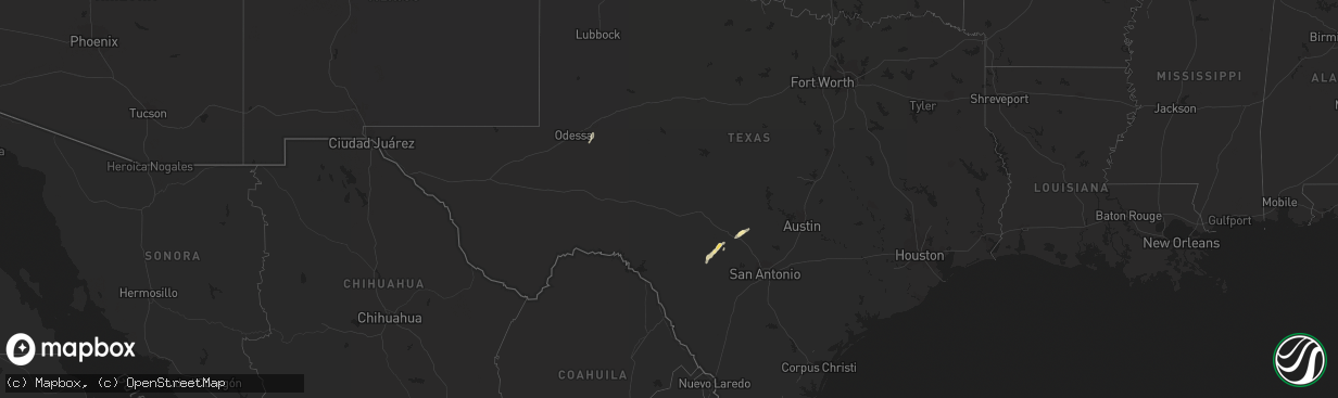 Hail map in Texas on February 13, 2017