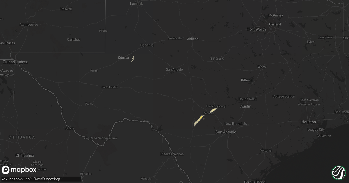 Hail map in Texas on February 13, 2017