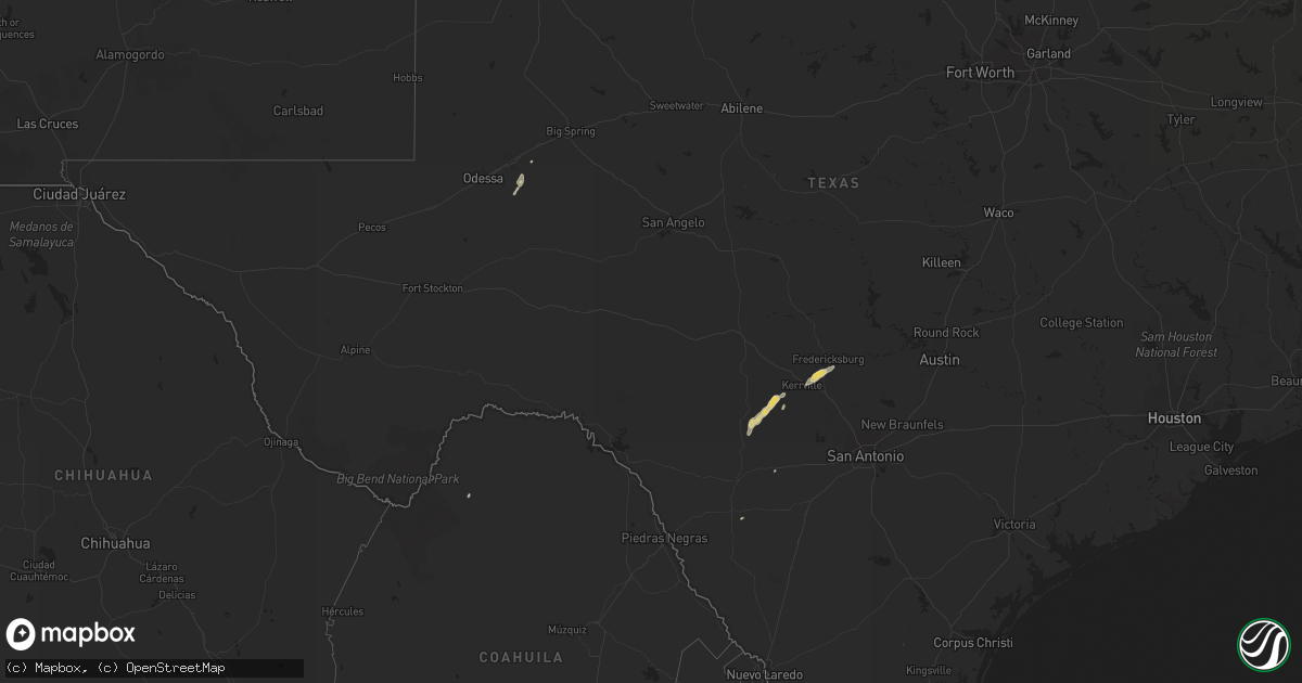 Hail map on February 13, 2017