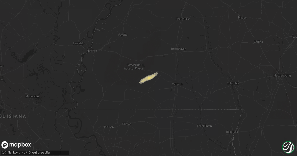 Hail map in Smithdale, MS on February 14, 2016