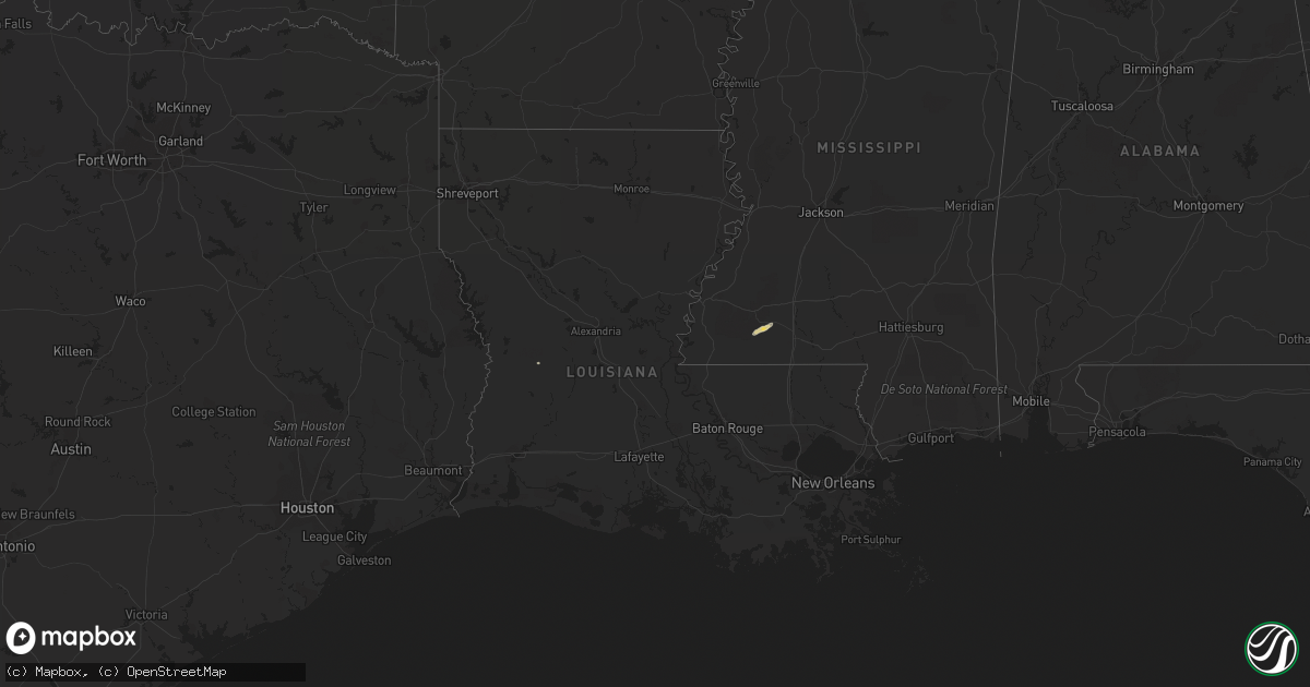 Hail map on February 14, 2016