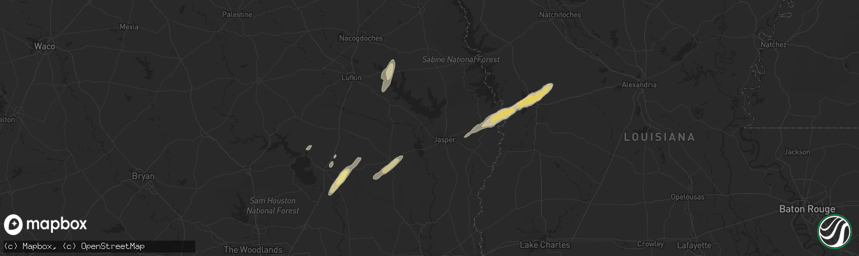 Hail map in Anacoco, LA on February 15, 2012
