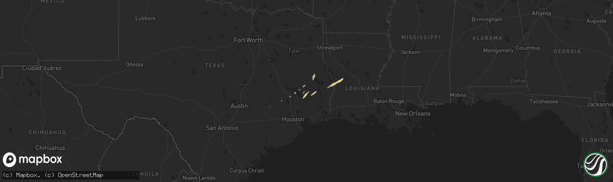 Hail map in Texas on February 15, 2012