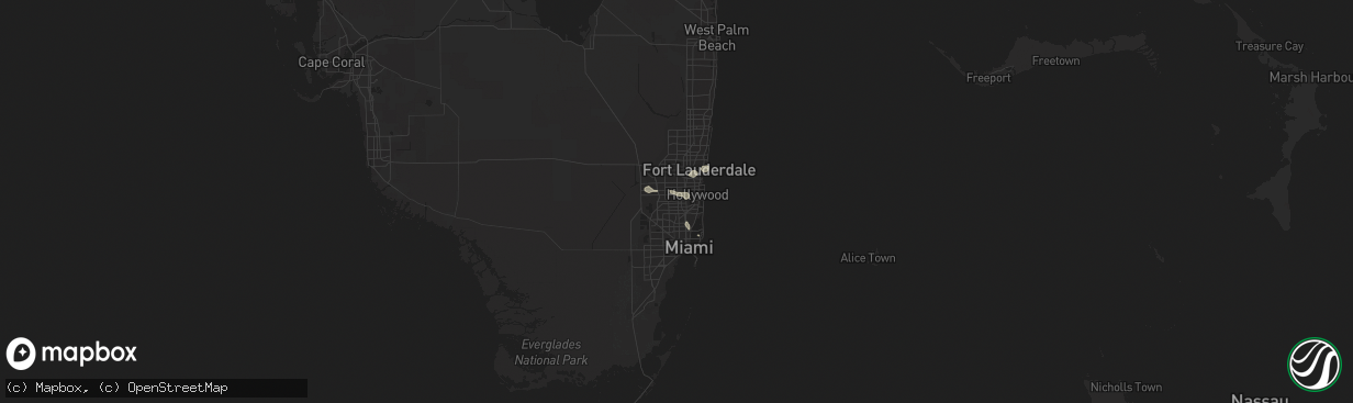 Hail map in Fort Lauderdale, FL on February 16, 2016