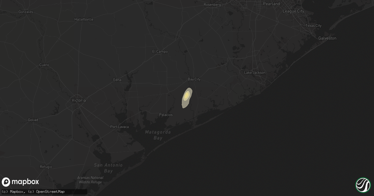 Hail map in Palacios, TX on February 17, 2017