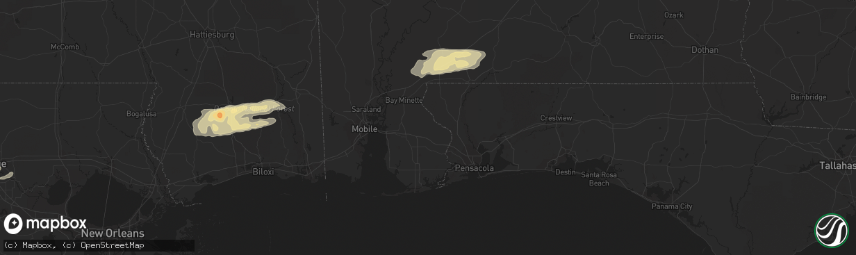Hail map in Adel, GA on February 18, 2012