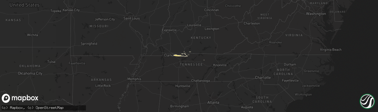 Hail map in Tennessee on February 18, 2014