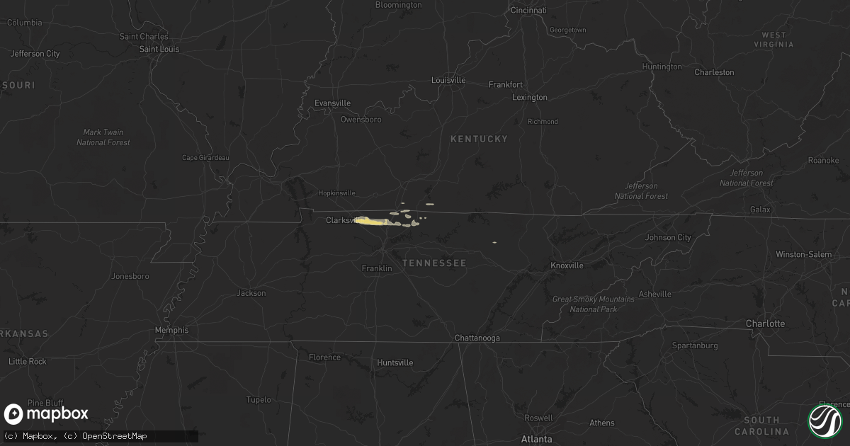 Hail map in Tennessee on February 18, 2014