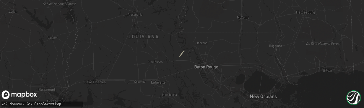Hail map in Morganza, LA on February 18, 2019