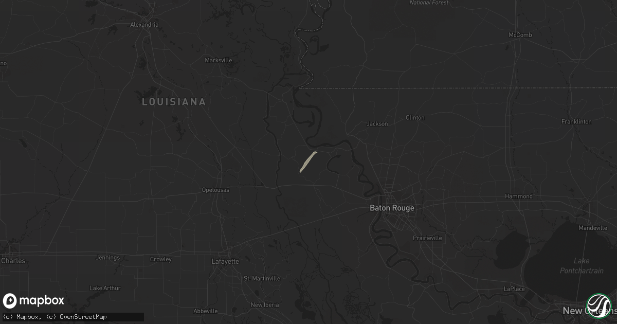 Hail map in Morganza, LA on February 18, 2019