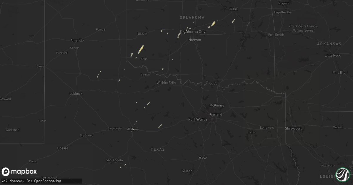 Hail map in Texas on February 20, 2013