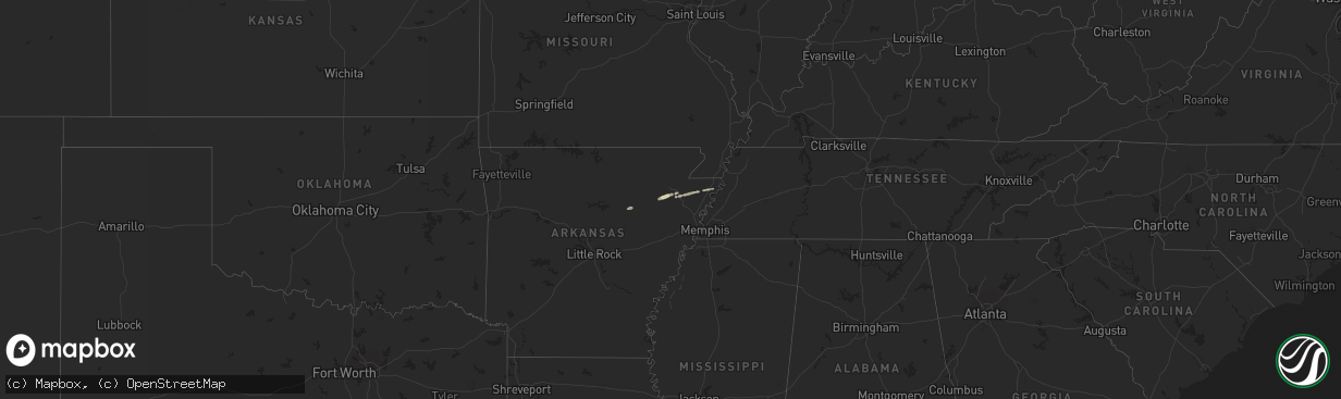 Hail map in Arkansas on February 21, 2012