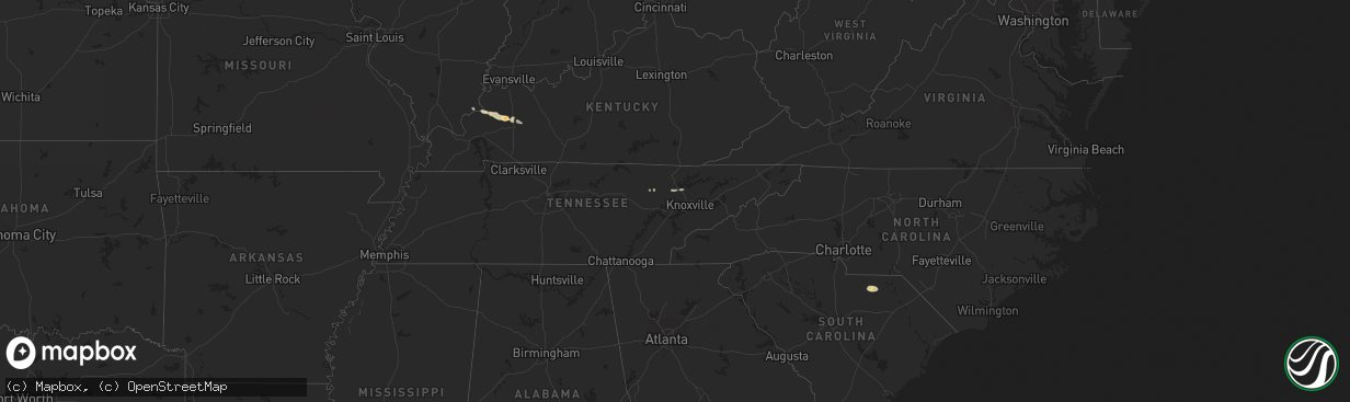 Hail map in South Carolina on February 22, 2012
