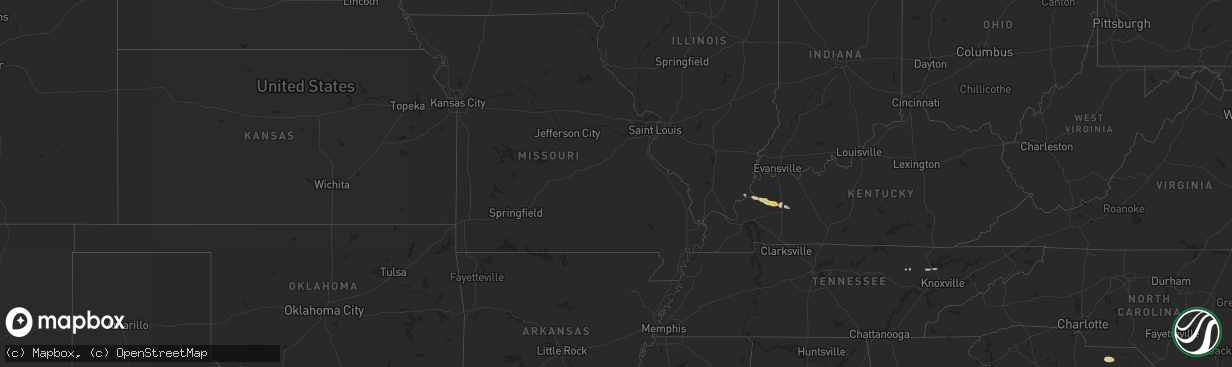 Hail map on February 22, 2012