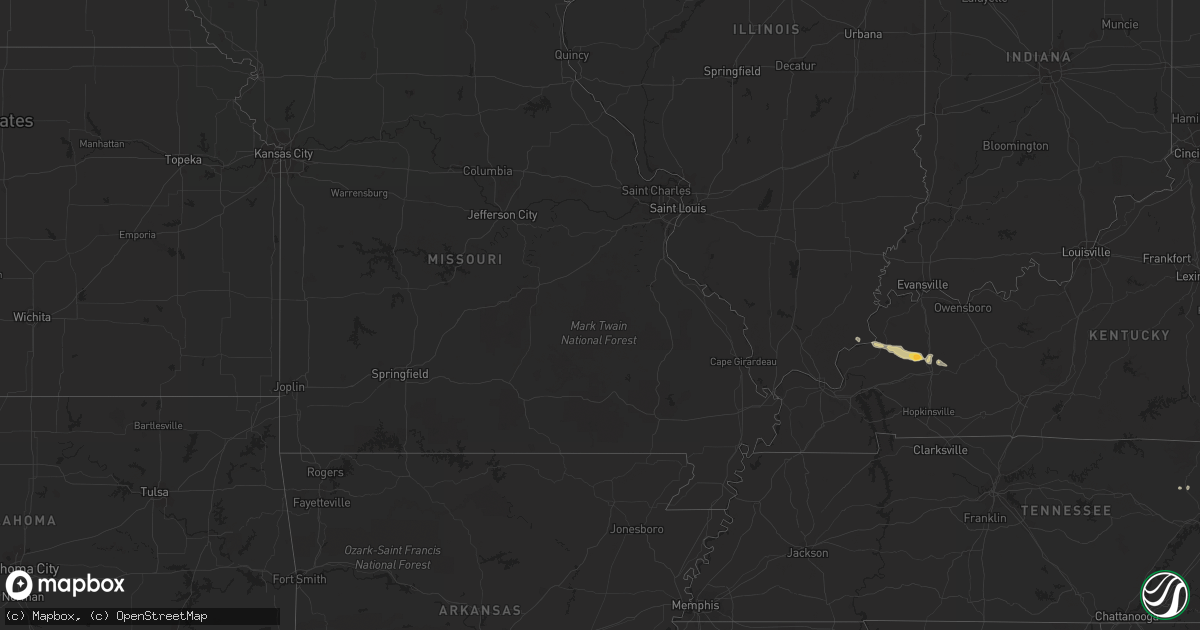 Hail map on February 22, 2012