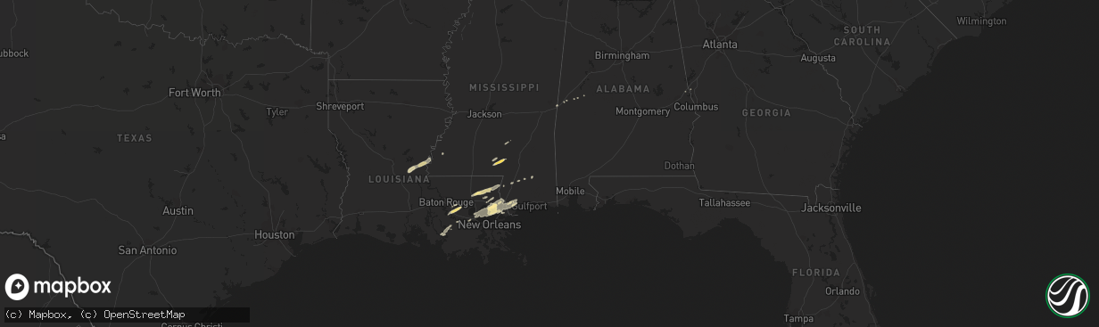 Hail map in Mississippi on February 22, 2013