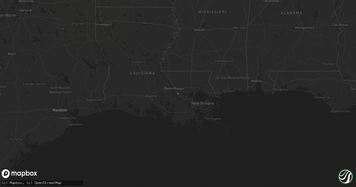 Hail map in Louisiana on February 22, 2014