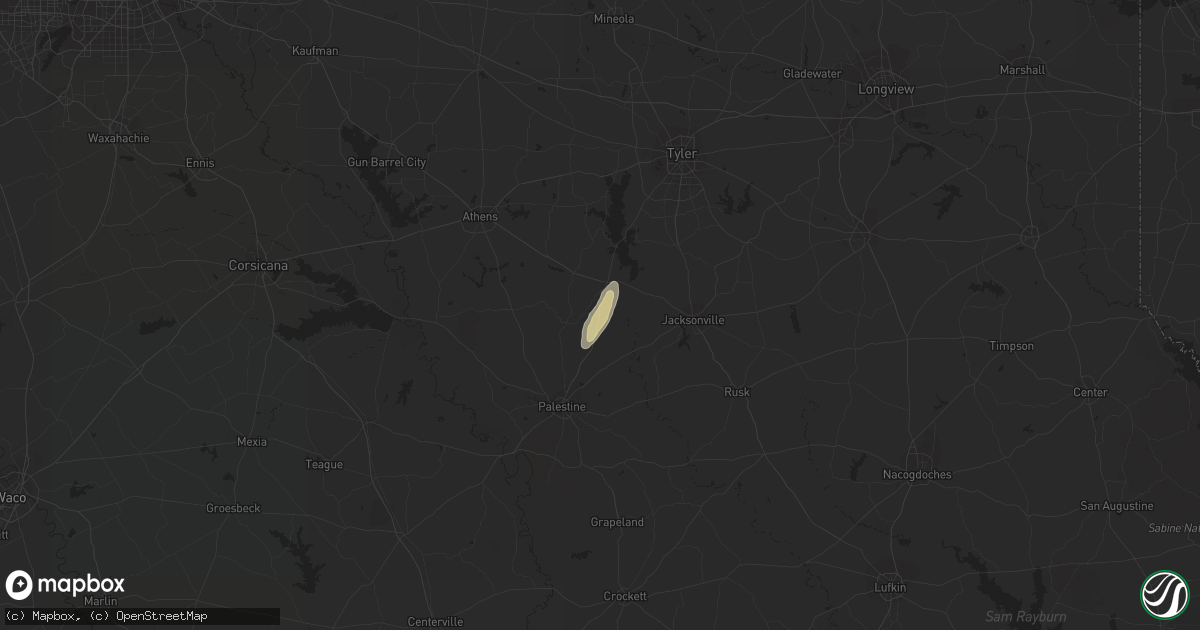 Hail map in Frankston, TX on February 22, 2019