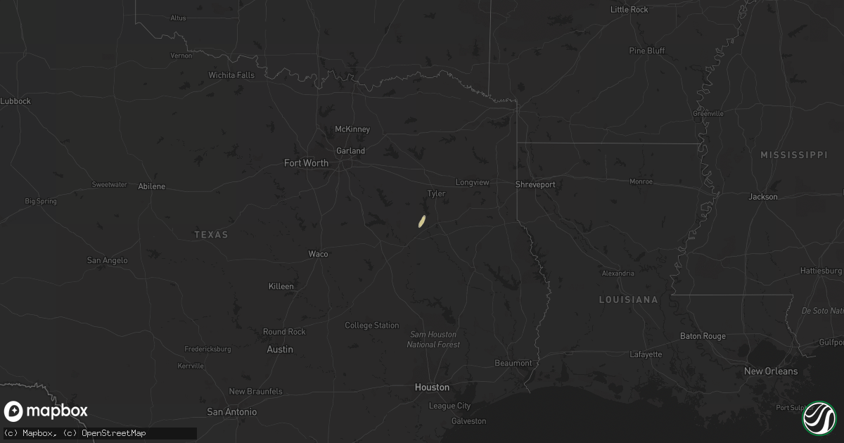 Hail map in Texas on February 22, 2019