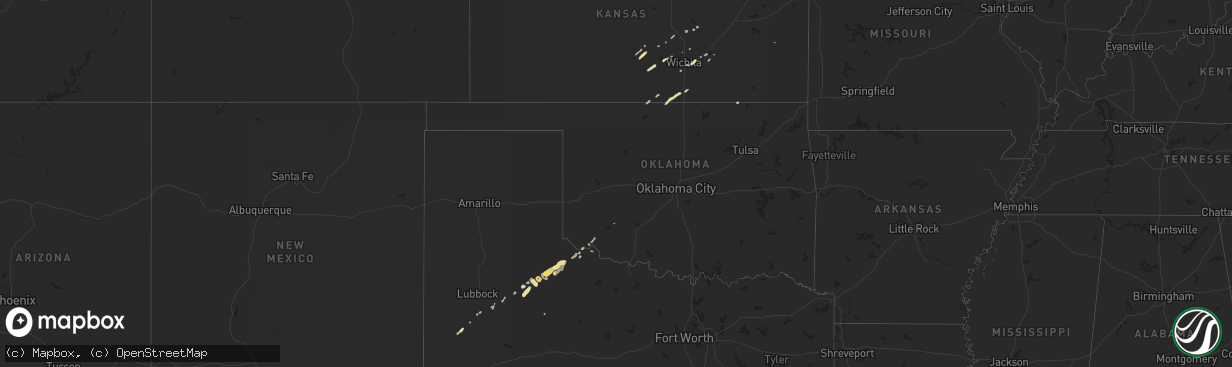 Hail map in Oklahoma on February 23, 2011