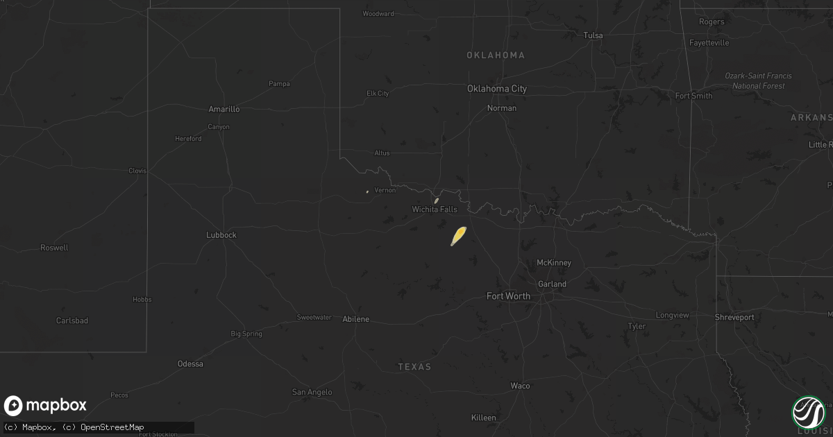 Hail map in Texas on February 23, 2018