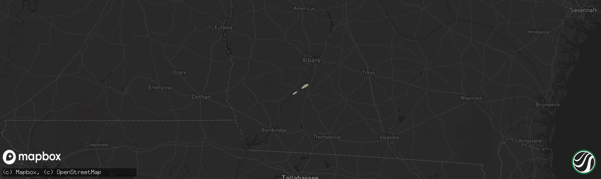Hail map in Baconton, GA on February 25, 2015