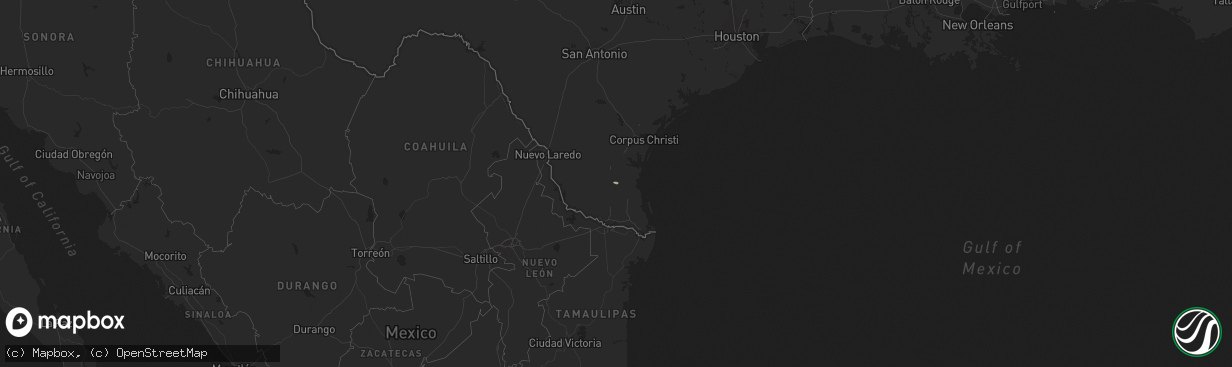 Hail map in Texas on February 25, 2020