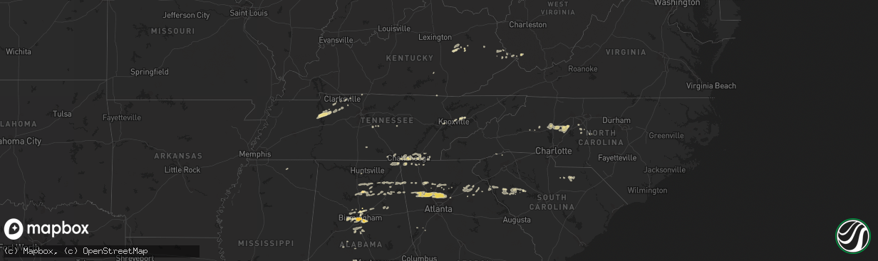 Hail map in South Carolina on February 28, 2011
