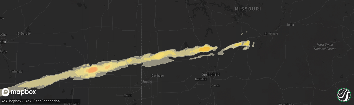 Hail map in Fayetteville, AR on February 28, 2012
