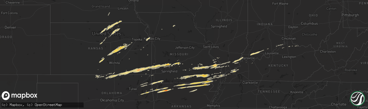Hail map in Missouri on February 28, 2012