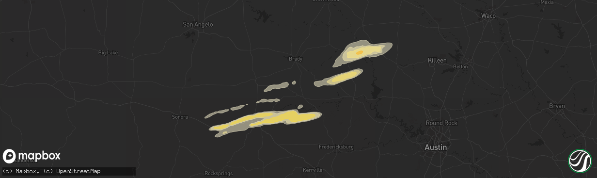 Hail map in Sonora, TX on February 28, 2018
